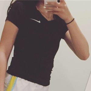 Black and white nike workout top